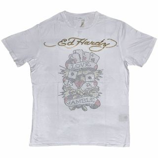 エドハーディー(Ed Hardy)のエド・ハーディ LOVE GAMBLE ストーン Tシャツ ホワイト S(Tシャツ/カットソー(半袖/袖なし))