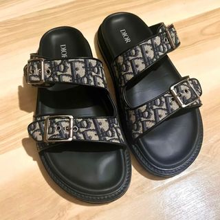 [USED/]Christian Dior クリスチャンディオール サンダル ja'dior wildior マット カーフスキン 革 黒 ブラック ゴールド金具 スタッズ レザーサンダル（35.5）（35 1/2） ブラック レザー 35 ゴールド金具  ai-tdc-000201-4e