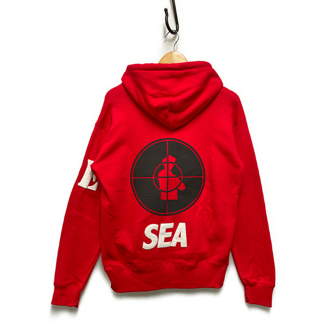 約54cm着丈WIND AND SEA ウィンダンシー Public Enemy B.Target Hoodie スウェット パーカー レッド サイズS 正規品 / 31954