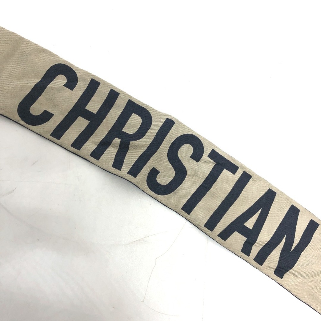 クリスチャンディオール Christian Dior J ADIOR トロッター ツイリー ミッツァ スカーフ シルク ネイビー×ベージュ