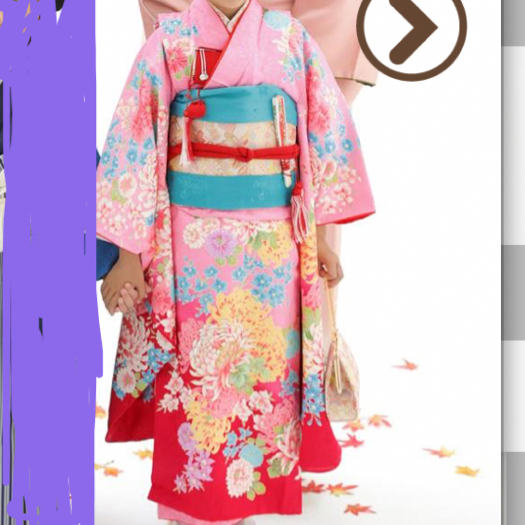 着画あり　753 七五三　7歳　女の子　着物　ピンク　正絹着物セット　作り帯