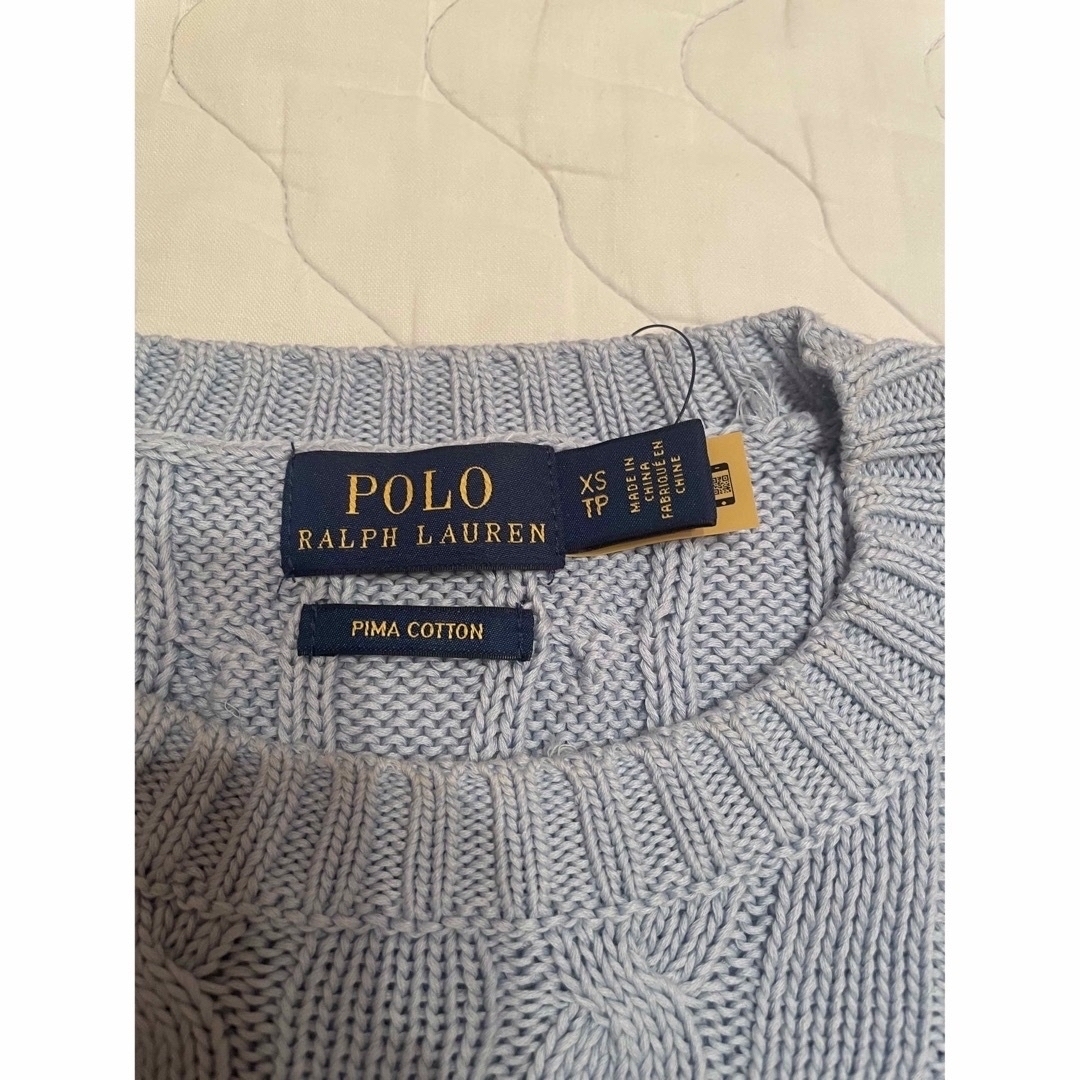 POLO RALPH LAUREN(ポロラルフローレン)のポロラルフローレン　半袖ニット　ライトブルー　XSサイズ レディースのトップス(ニット/セーター)の商品写真