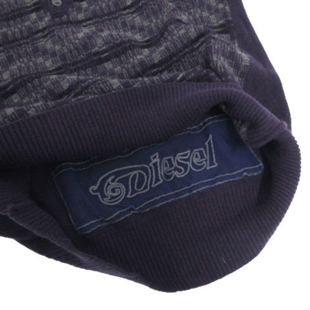 DIESEL(ディーゼル)のDIESEL ニット セーター ヘンリーネック ウール 総柄 紫 グレー M メンズのトップス(ニット/セーター)の商品写真