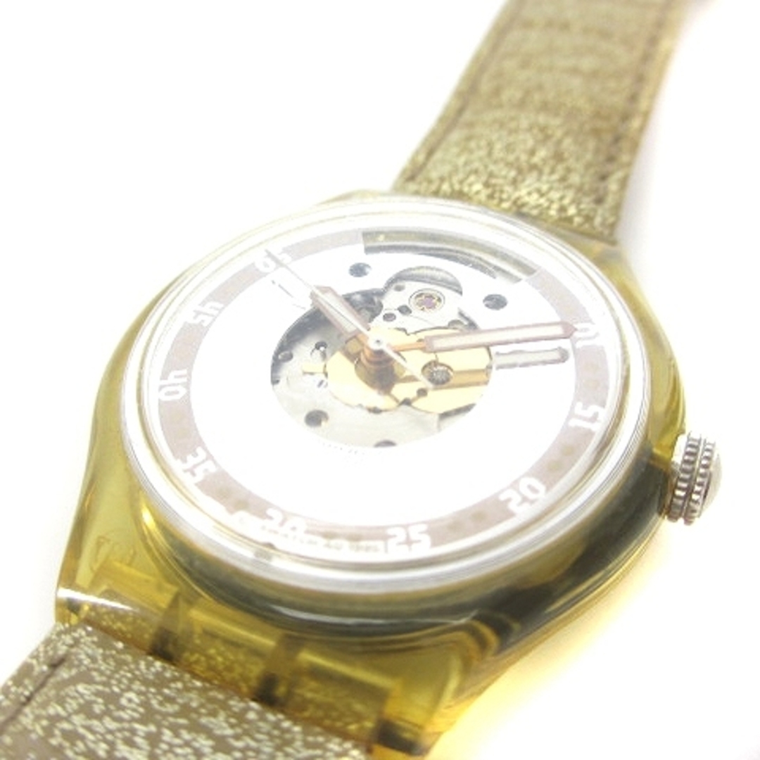 swatch(スウォッチ)のスウォッチ 腕時計 アナログ 自動巻き スケルトン 白文字盤 イエロー 稼働品 メンズの時計(腕時計(アナログ))の商品写真