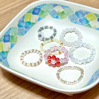 ビーズリング 韓国 ビーズアクセサリー ハンドメイド(リング)