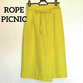 【ROPE PICNIC】フロントスリットスカート　イエロー　38(ひざ丈スカート)