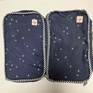 プチバトー(PETIT BATEAU)のPETIT BATEAU.ポーチ2個セット.ネイビー.ロゴ(その他)