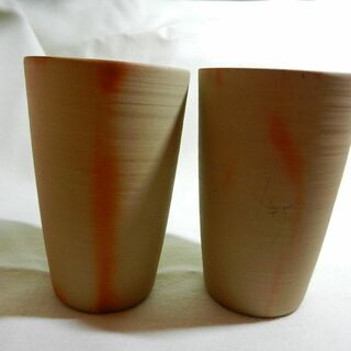 ★備前焼　ビアカップ　焼酎グラス　2個セット　ペア　陶器　焼物　窯元　ビアグラス(グラス/カップ)