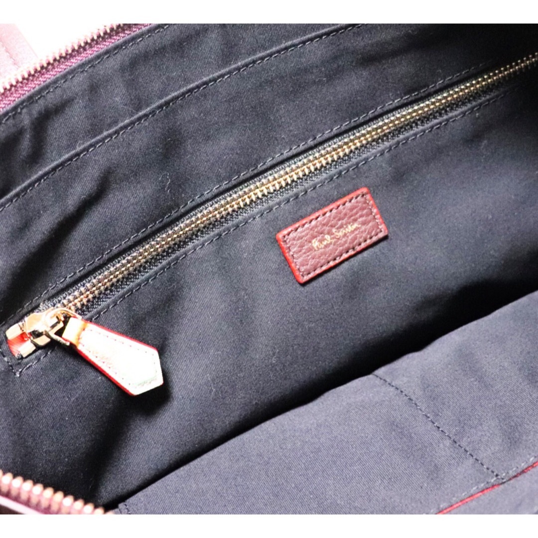 ポールスミス》新品 シボ感 アーティストストライプ オールレザー