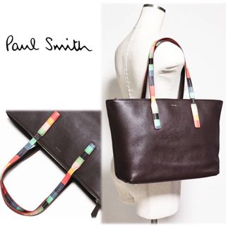 Paul Smith カラーブロック 2way ハンドバッグ ネイビー 紺 赤