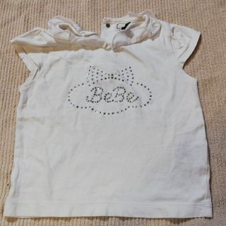 ベベ(BeBe)のBeBe 半袖白色TシャツBeBe ロゴキラキラ古着100cm(Tシャツ/カットソー)