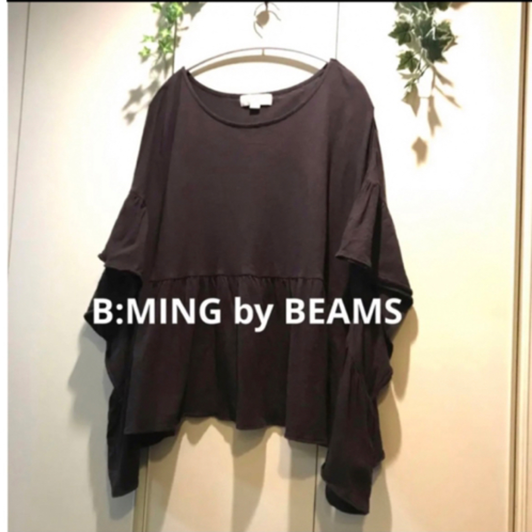 B:MING LIFE STORE by BEAMS(ビーミング ライフストア バイ ビームス)のB:MING by BEAMS  c1:フリルポンチョT ブラウン　トップス レディースのトップス(Tシャツ(半袖/袖なし))の商品写真