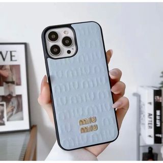 ミュウミュウ(miumiu)のiPhone ケース miumiu iPhone14pro 水色(iPhoneケース)