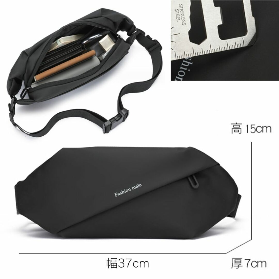 【新品未使用】高撥水 メンズ ボディバッグ  ウエストバッグ メンズのバッグ(ボディーバッグ)の商品写真