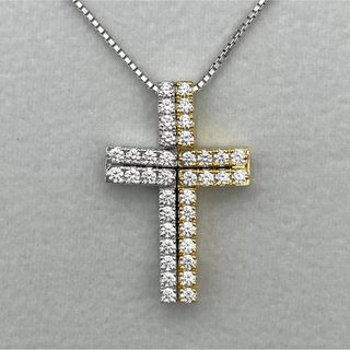 タサキ(TASAKI)のタサキ k18 WG ダイヤ0.64ct クロス ネックレス(ネックレス)