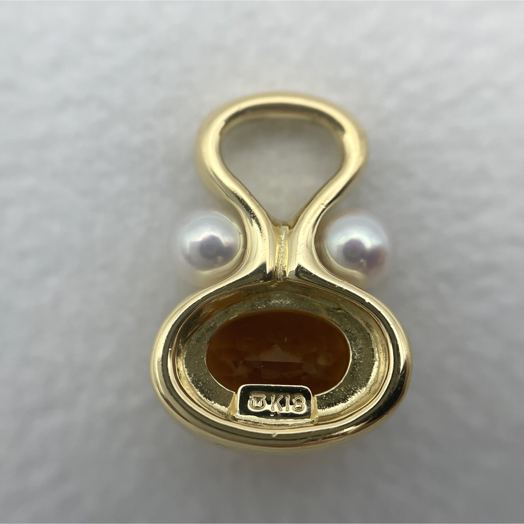 MIKIMOTO k18 シトリン パール ペンダントトップ - www
