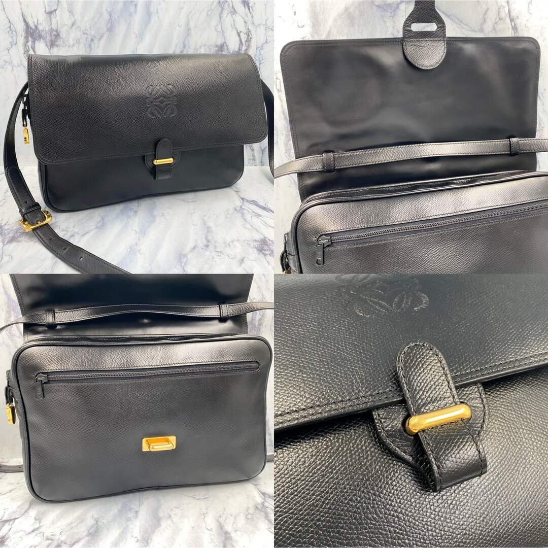 希少1点物⭐️オールドロエベ ヴィンテージ ショルダーバッグ レザー ブラック