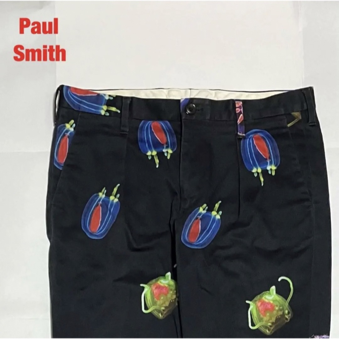 【希少】Paul Smith　ポールスミス　総柄パンツ　クラゲ　ロールアップ