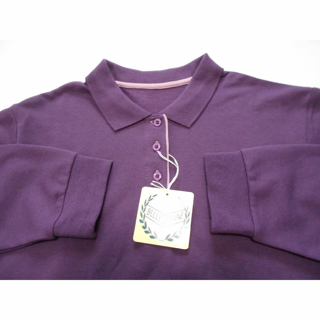 未使用 新品 送料無料！ ベルジーニ パープル 鹿の子編み ポロシャツ 4L レディースのトップス(ポロシャツ)の商品写真
