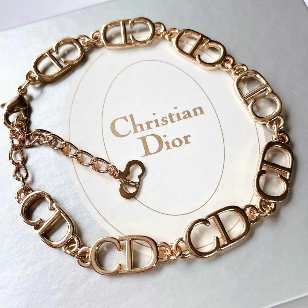 極美品 DIOR ブレスレット ロゴ CD 刻印有り チェーン 金レディース