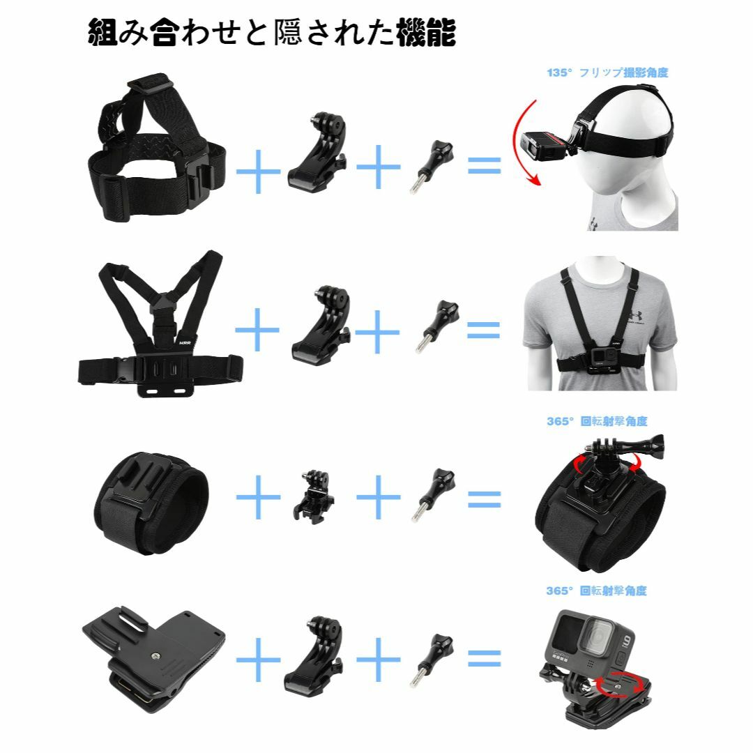 GoproチェストハーネスとGoproヘッドマウントアクションカメラアクセサリー 1