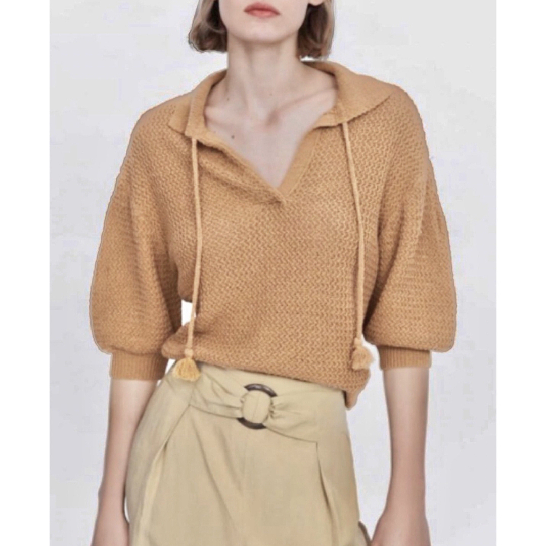 ZARA(ザラ)のZARA  サマーニット キャメル Mサイズ レディースのトップス(ニット/セーター)の商品写真