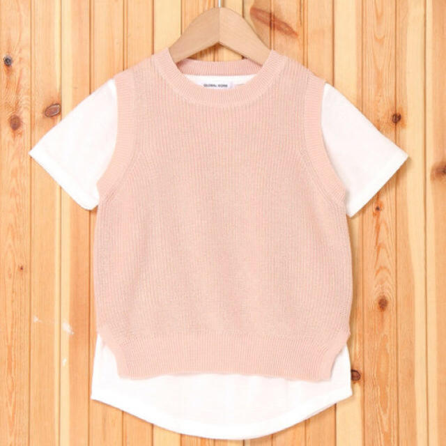 GLOBAL WORK(グローバルワーク)のGLOBAL WORK ニットベストツキTシャツ キッズ/ベビー/マタニティのキッズ服女の子用(90cm~)(ニット)の商品写真