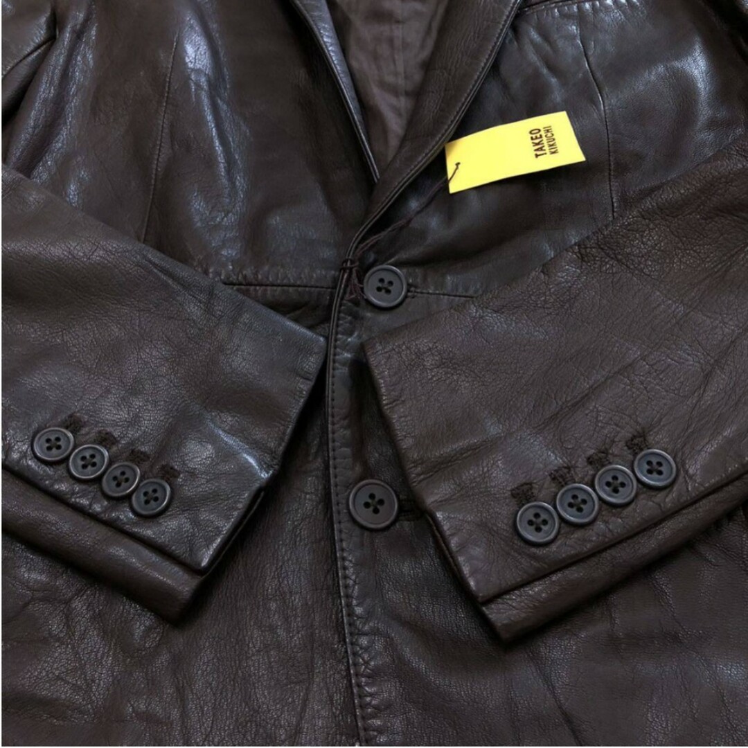 【新品】12万円 タケオキクチ 最高級 薄手 柔らか 羊革 テーラードジャケット