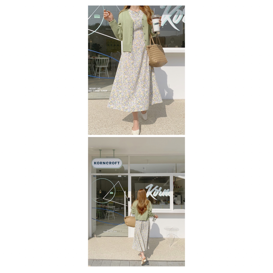 on the river 花柄 ワンピース フリーサイズ 韓国ファッション レディースのワンピース(ロングワンピース/マキシワンピース)の商品写真