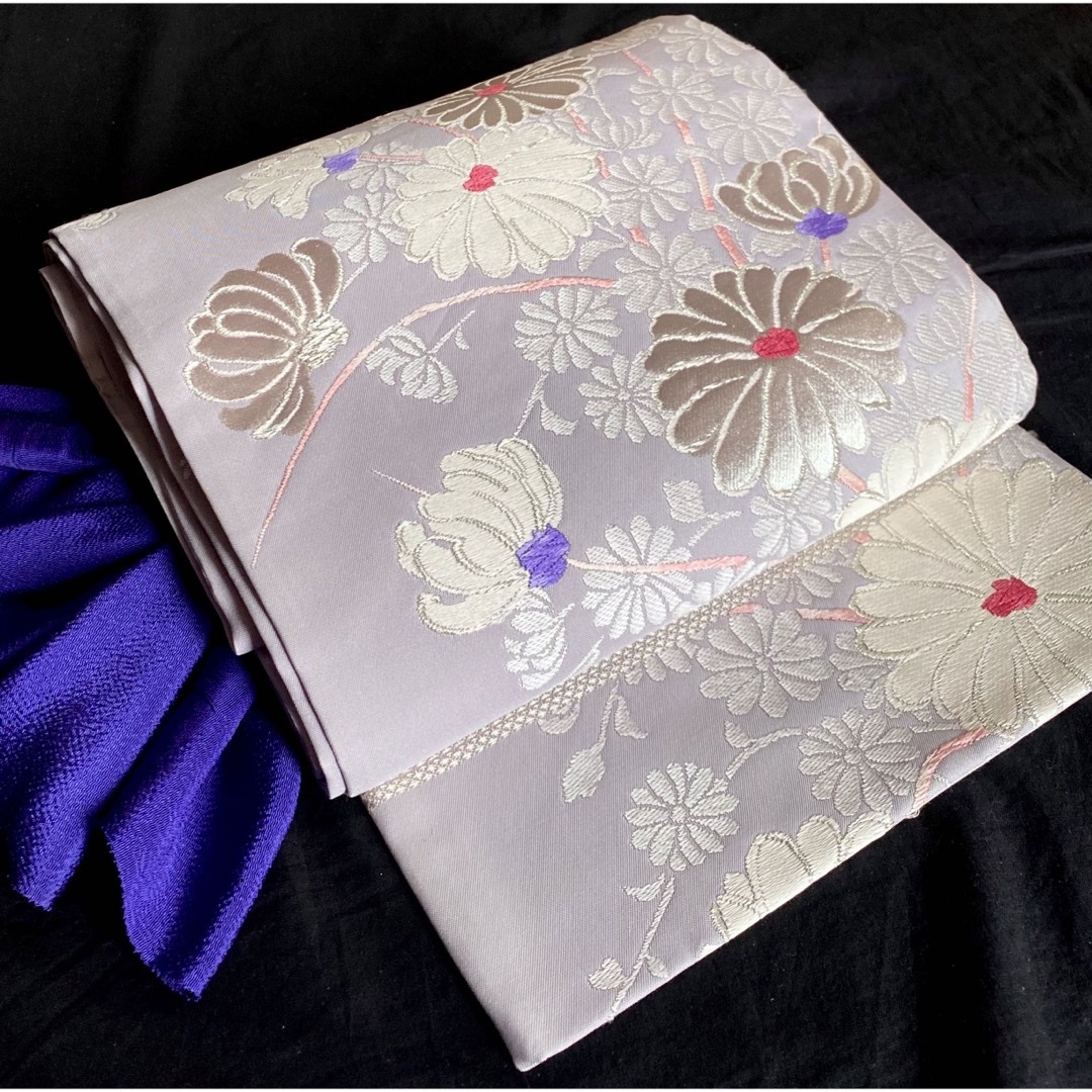 着物コーディネート薄紫の野菊の袋帯　SALE  気品　オトナ可愛いい　トール　アンティーク風