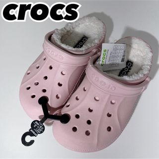 クロックス(crocs)のcrocs クロックス レイレン サンダル 冬用 ピンク ボア付き 23cm(サンダル)