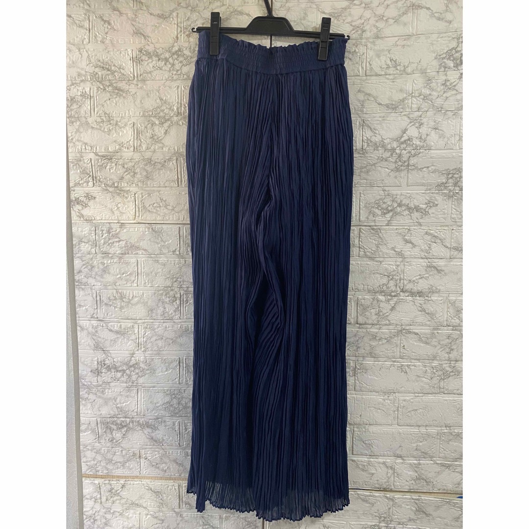 Random Pleated Pants, Navy, Hyke