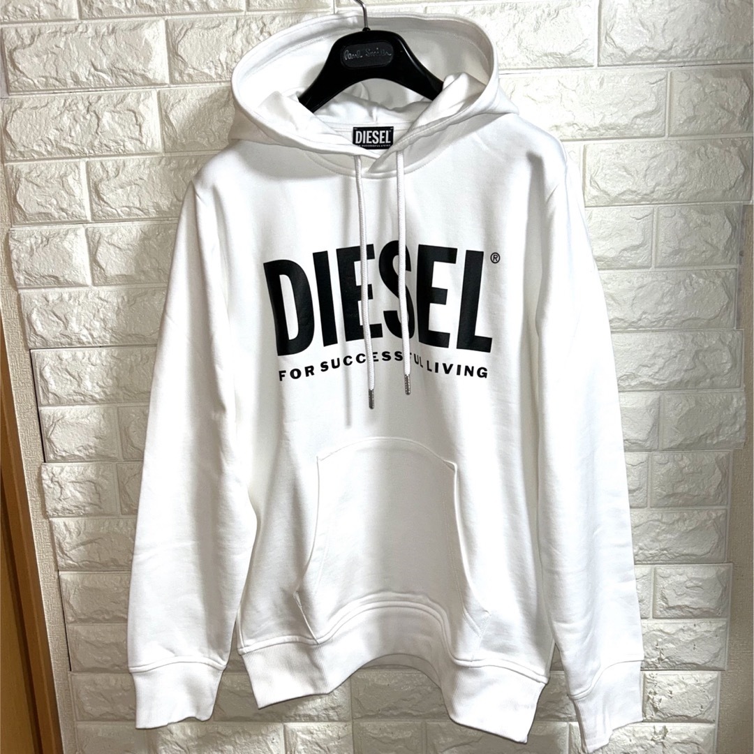 【新品】DIESEL ディーゼル／剥がれロゴ フーディー パーカー S