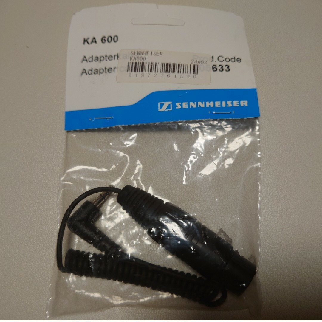 SENNHEISER(ゼンハイザー)のゼンハイザー SENNHEISER KA600  XLR3ピン 楽器のレコーディング/PA機器(ケーブル)の商品写真