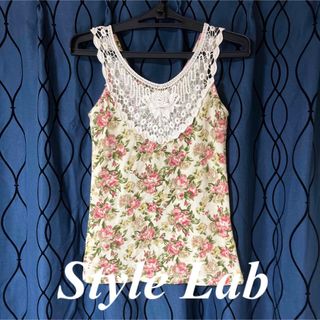 StyleLab 胸元レース 花柄 ベロア ニット タンクトップ(タンクトップ)