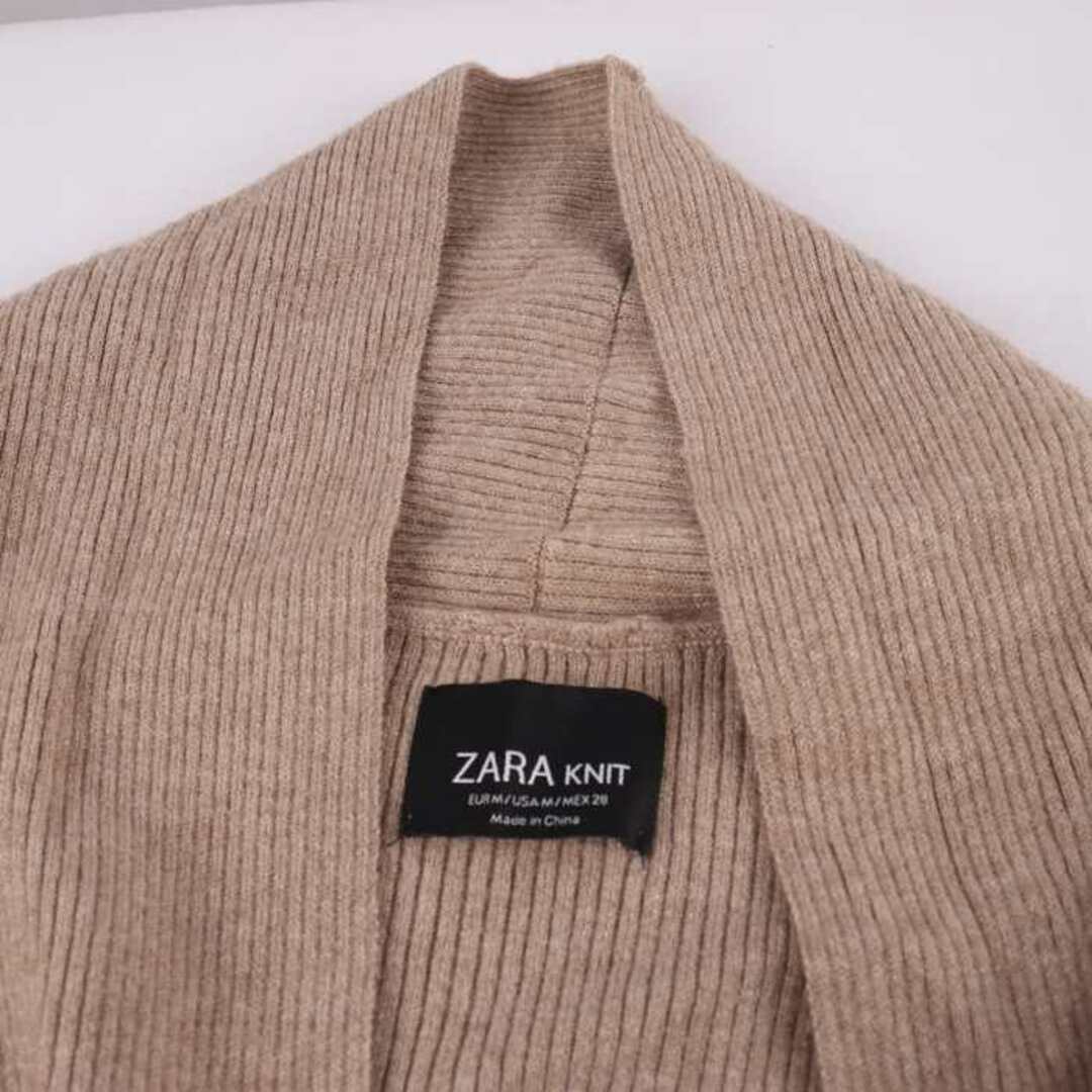 ZARA(ザラ)のザラ カーディガン ニットショール 長袖 リブ 無地 トップス アウター レディース Mサイズ ベージュ ZARA レディースのトップス(カーディガン)の商品写真