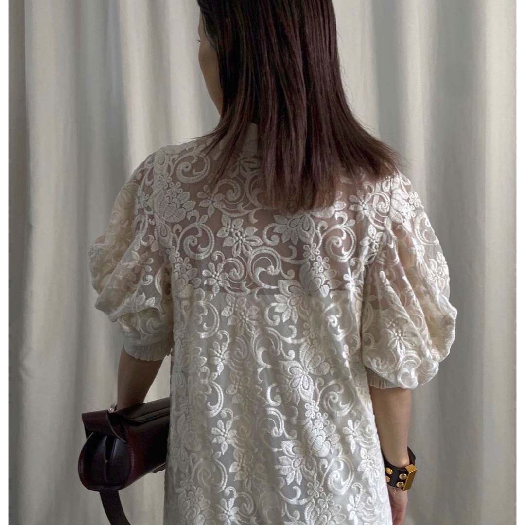 Ameri♡2WAY DRAPE SLEEVE EMBROIDERY DRESS