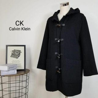 シーケーカルバンクライン(ck Calvin Klein)の美品CK Calvin Kleinウールカシミヤダッフルコート4黒(ダッフルコート)