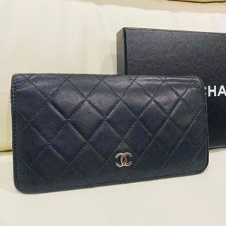 シャネル(CHANEL)のCHANEL  マトラッセ　財布　長財布　ココマーク　黒　ブラック　ラムスキン (財布)