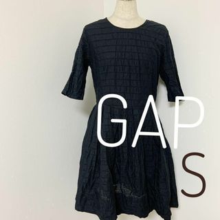 ギャップ(GAP)のGAP ギャップ 五分袖 ワンピース ブラック サイズ6(ひざ丈ワンピース)