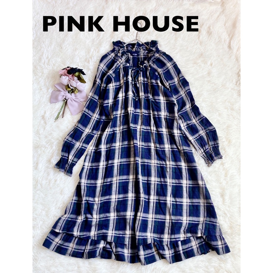 PINK HOUSE♡ピンクハウス ワンピース チェック柄 フリル ピコフリル-