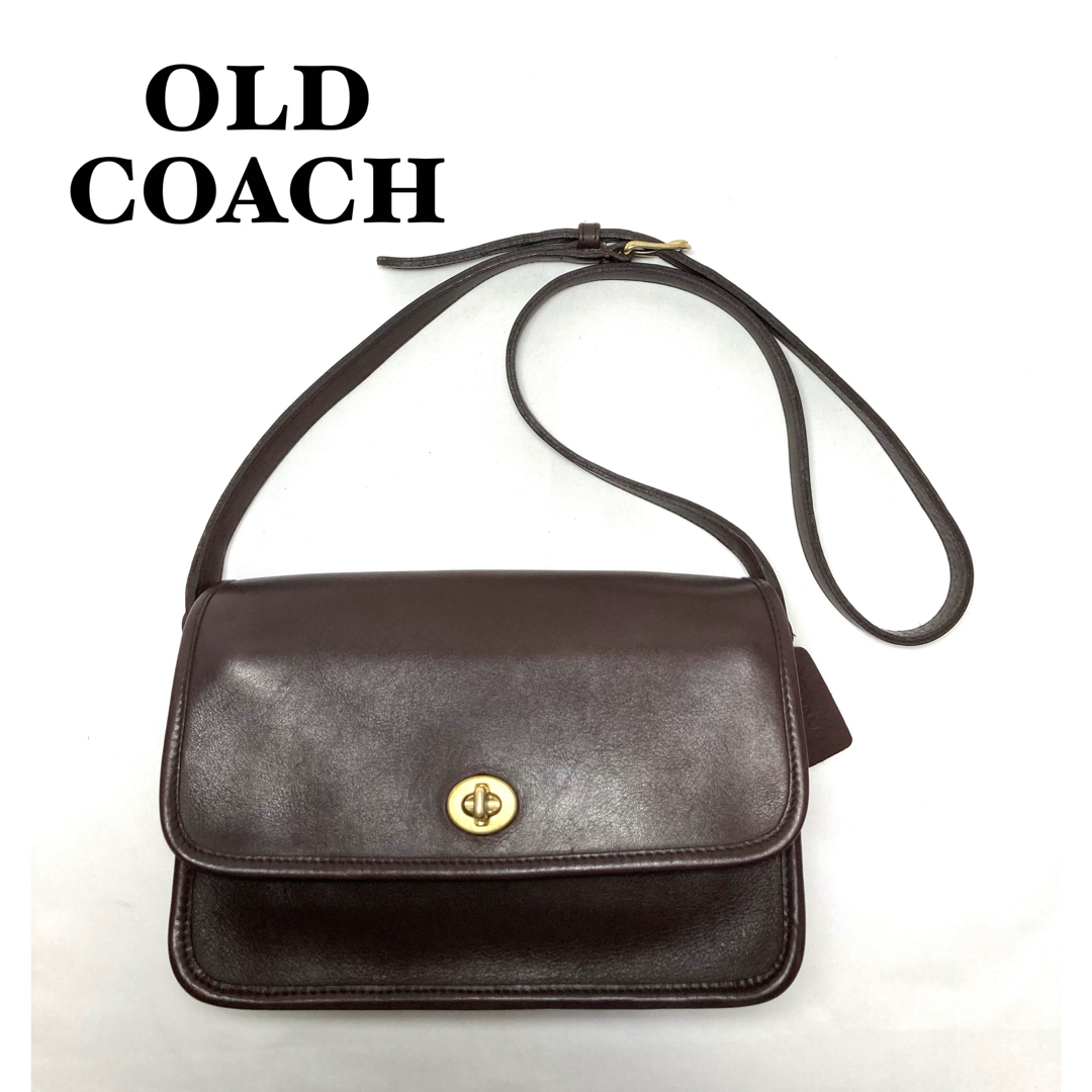 OLD COACHオールドコーチの茶色ターンロック本革レザーショルダーバッグ