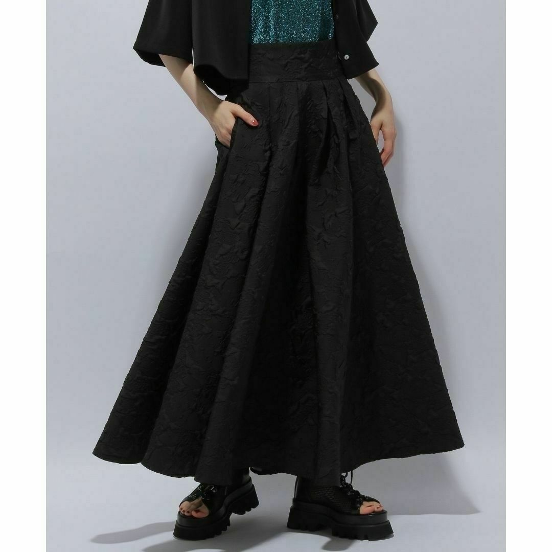 HARE(ハレ)のS 新作 完売品 新品 HARE フクレジャガードフレアスカート ブラック レディースのスカート(ロングスカート)の商品写真