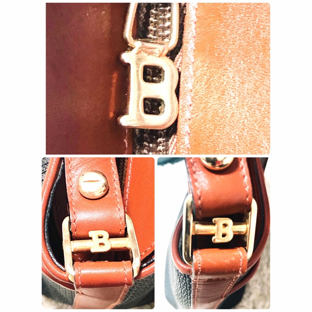 美品✨BALLY ショルダーバッグ オーストリッチ レザー Bロゴ ゴールド金具