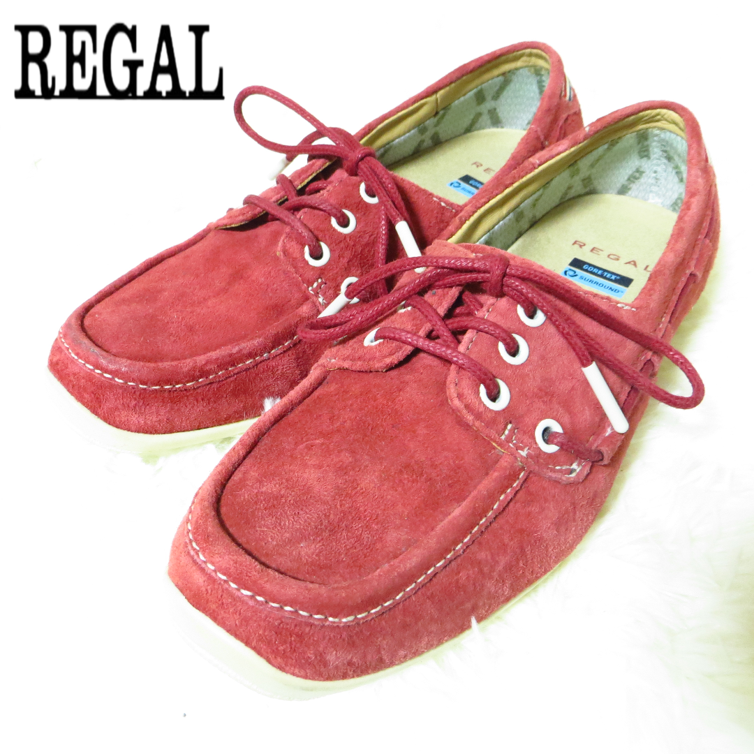 REGAL(リーガル)のほぼ未使用 REGAL リーガル スエードレザー ゴアテックス 赤 23.5㎝ レディースの靴/シューズ(スリッポン/モカシン)の商品写真