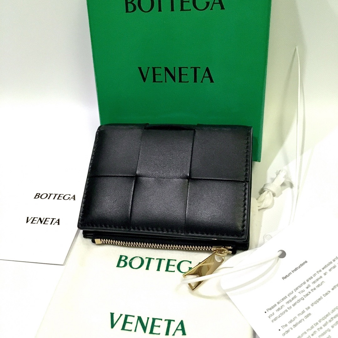 新品正規品 BOTTEGA VENETA ファスナーウォレット ブラック 財布