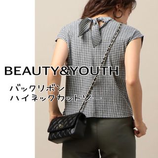 ビューティアンドユースユナイテッドアローズ(BEAUTY&YOUTH UNITED ARROWS)のビューティ＆ユース　バックリボンカットソー　フリーサイズ　フレンチスリーブ(カットソー(半袖/袖なし))