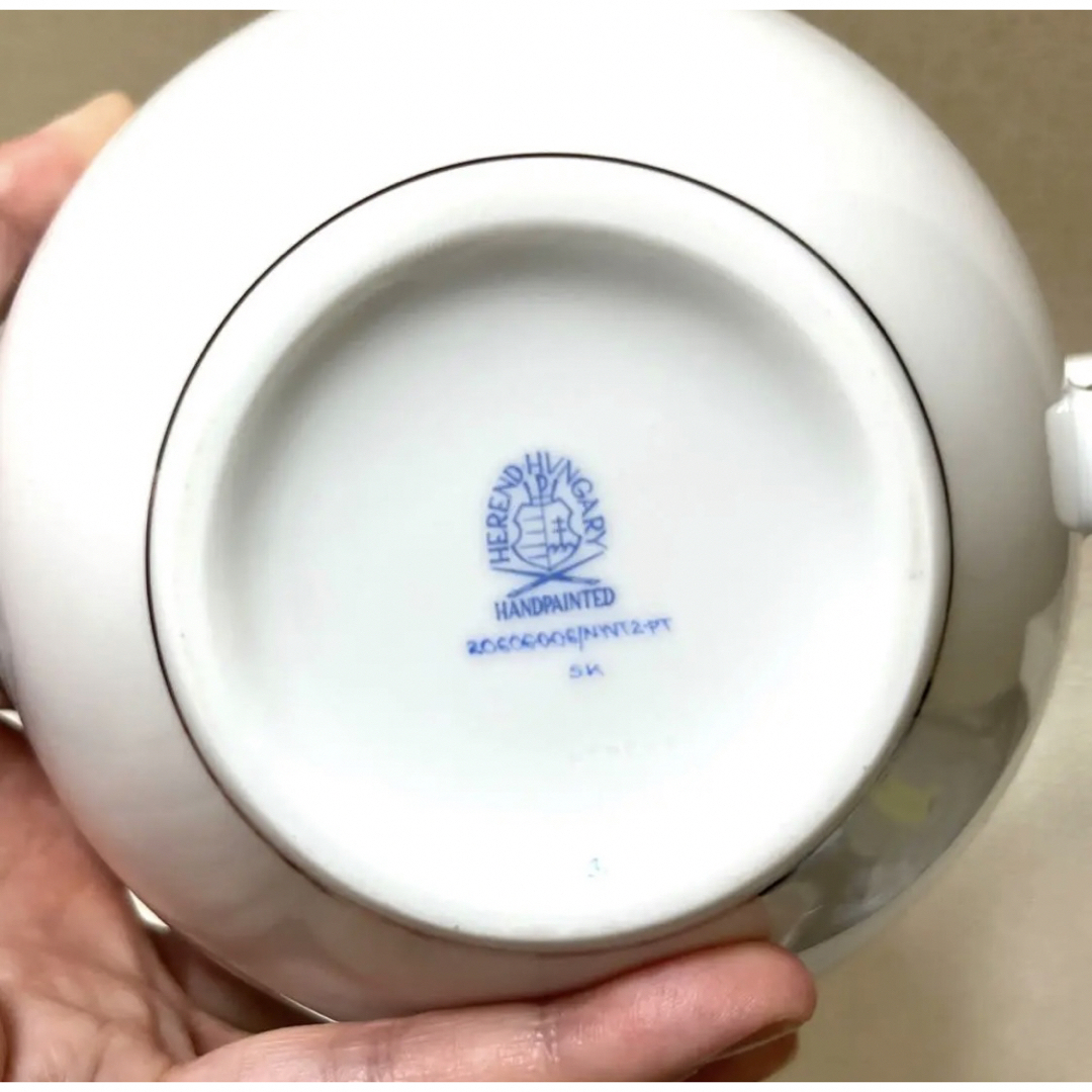ヘレンド✳︎モーニンググローリー✳︎銀縁ティーポット - 食器