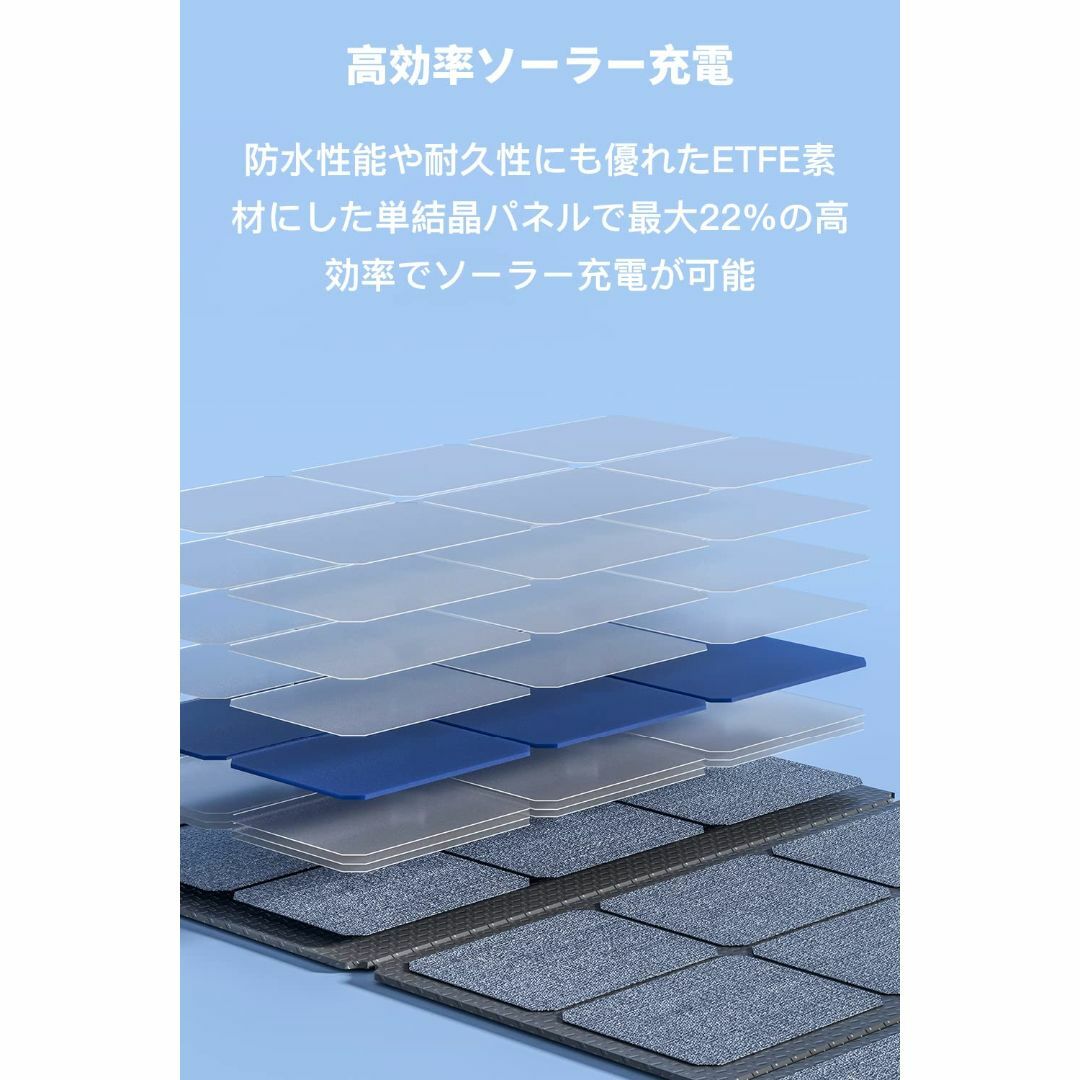 Litheli ソーラーパネル充電器 W 折り畳み式 ETFE 素材 単結   その他