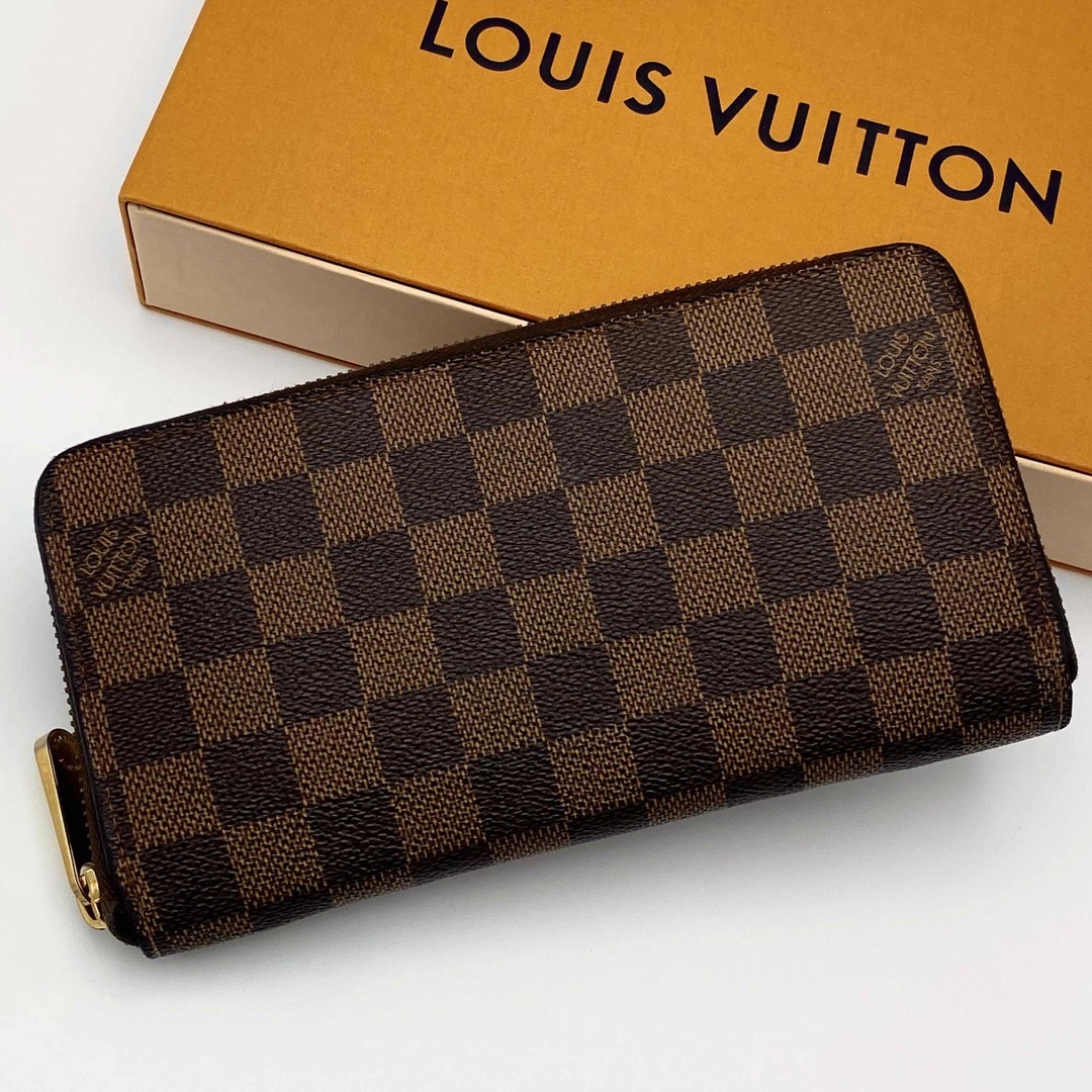 LOUIS VUITTON◇ジッピー・ウォレット(OLD)_ダミエ・エベヌ_BRW/PVC
